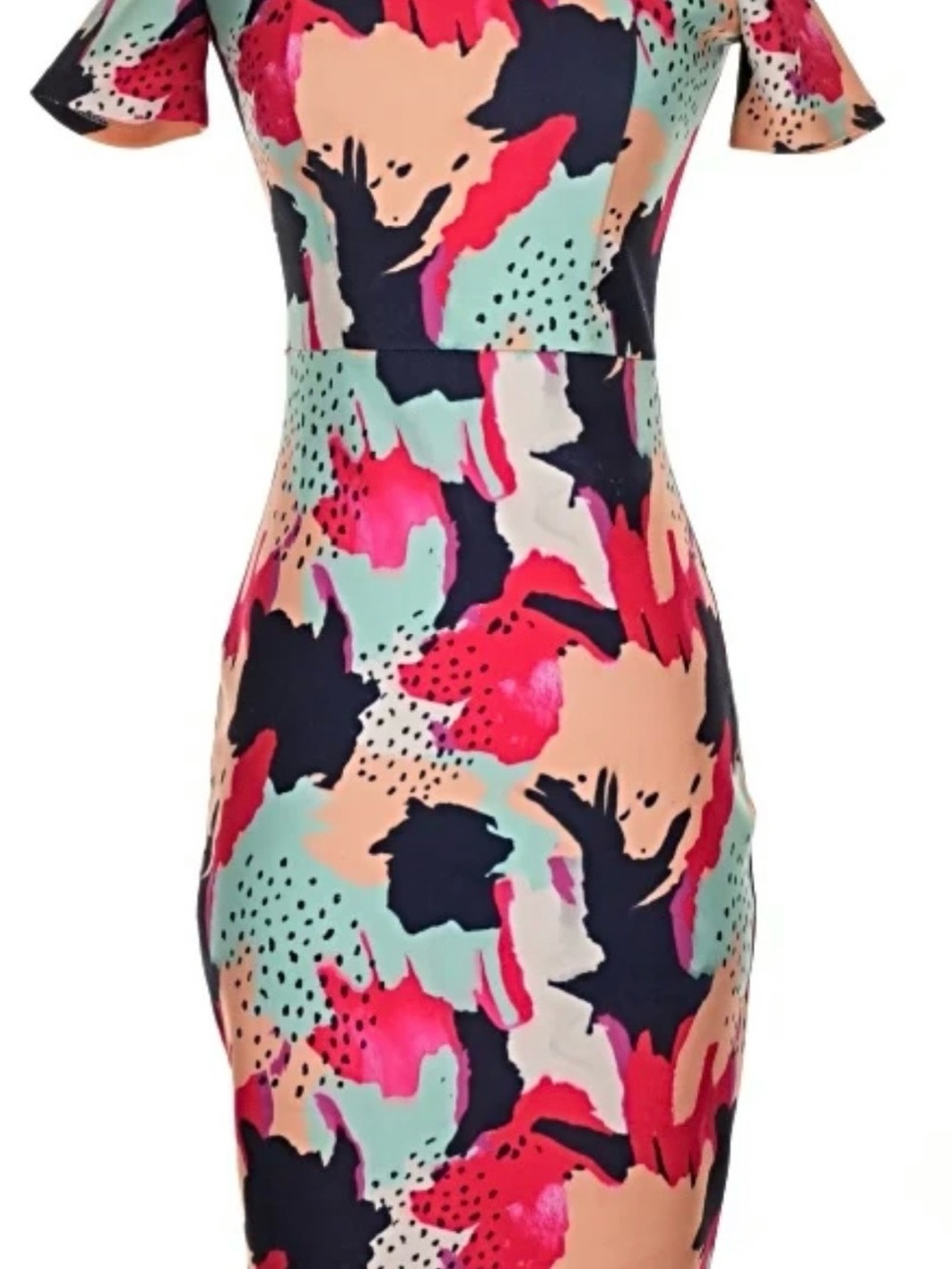 Alexia Admor Abstract Colorblock Shearh Dress in Navy, Pink & Mint